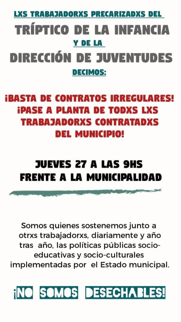 Jueves de reclamo por precarización municipal