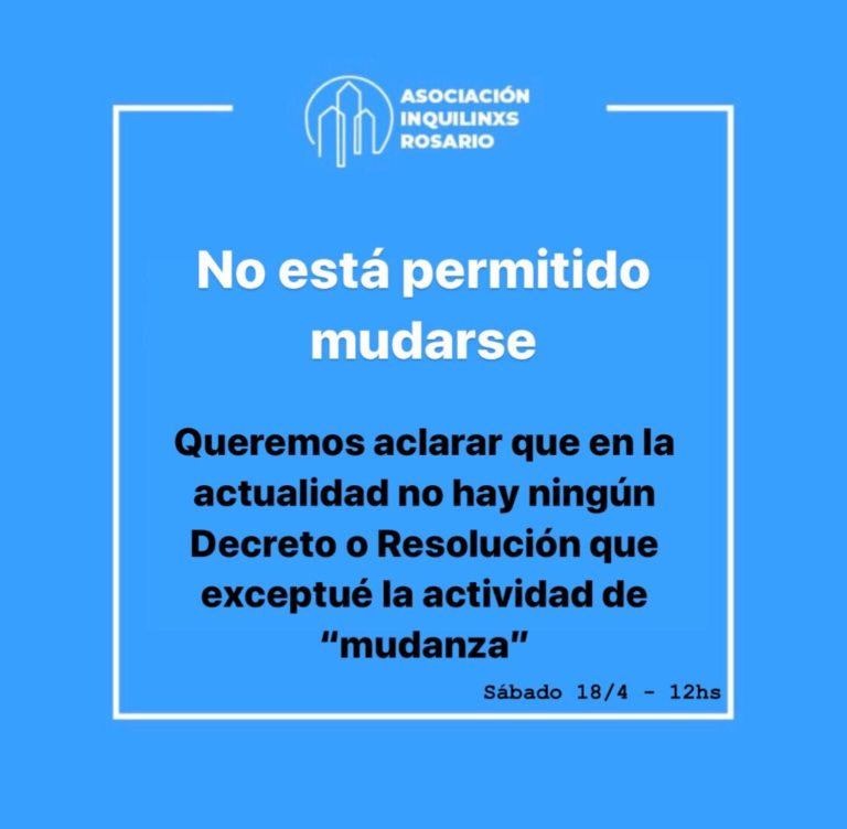 Afirman que no están permitidas las mudanzas en contexto de cuarentena