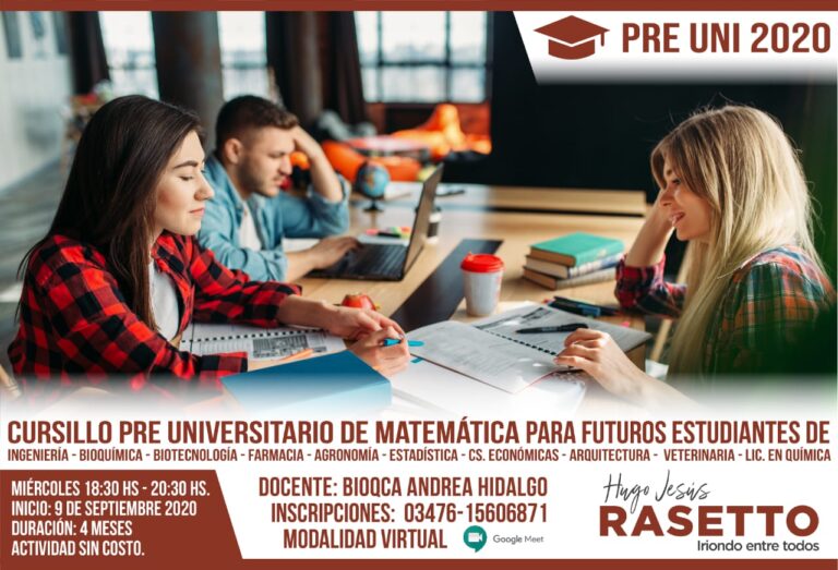 Se abre la inscripción a los “Cursillos Pre Universitarios’’ para todo el Departamento Iriondo