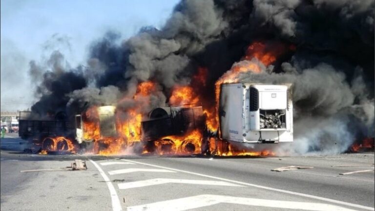 Un camión ardió en llamas tras un choque en Panamericana