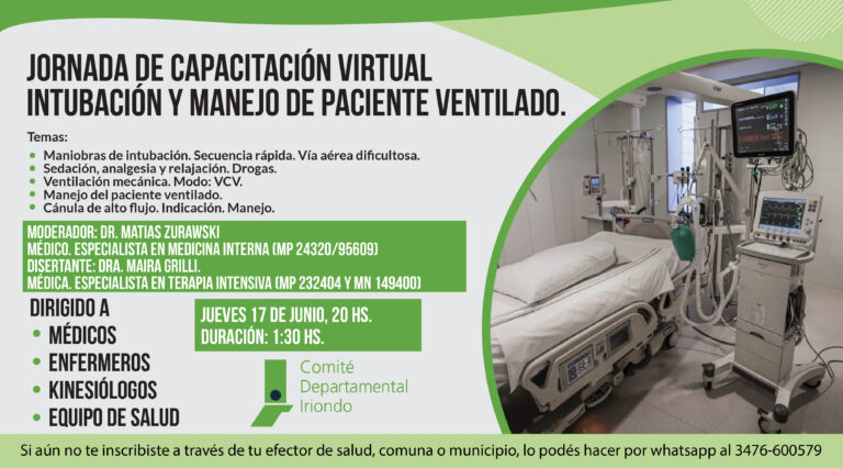 Jornada de capacitación virtual: Intubación y manejo de paciente ventilado