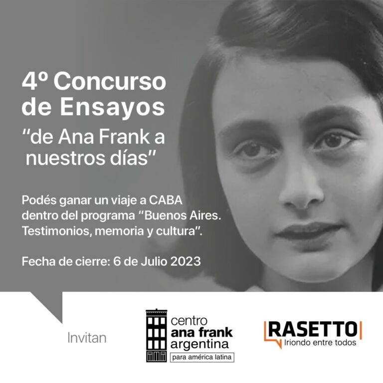 Rasetto presenta el 4to concurso de ensayos literarios “De Ana Frank a nuestros días” en Iriondo